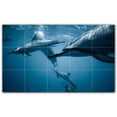 thumbnail image 1 of Picture-Tiles.com: Dolphin Ceramic Tile Wall Mural WAL500521-53L. 40"W x 24"H using (15) 8" x 8" Ceramic Tiles-Satin Finish, 1 of 3