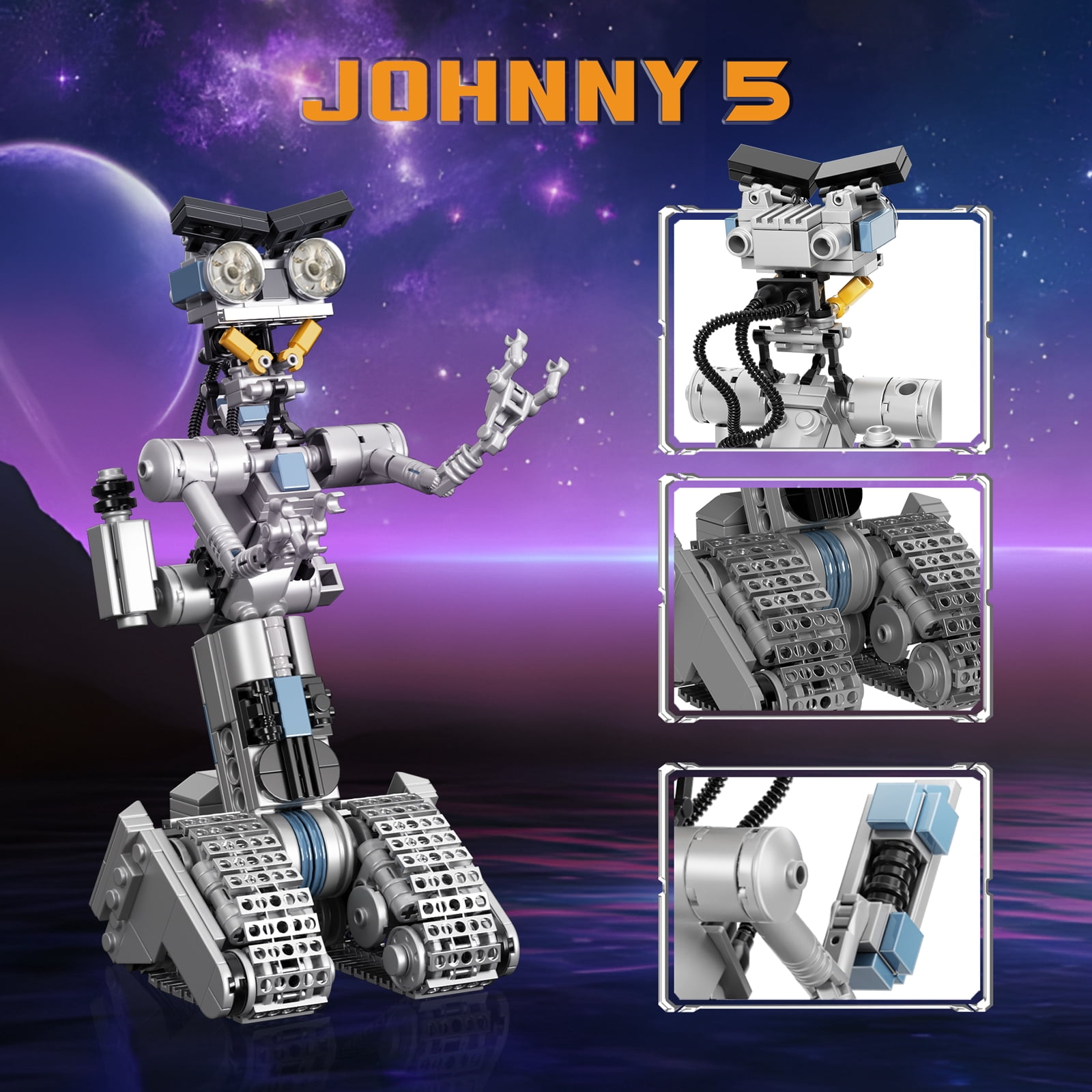 Johnny 5 Robot Building Block Set, Johnny Five Robot Model Toys, Compatible for Lego, Stem Educational Gift Set for Age 6 7 8 9 10 11 12+ Boys Girls(387 Pcs)