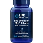 Life Extension Mix Tablets with Extra Niacin – Vitamin, Mineral, Fruit and Vegetable Supplement - Complete Daily Veggies Blend for Whole-Body Health - Gluten-Free - 240 Tablets