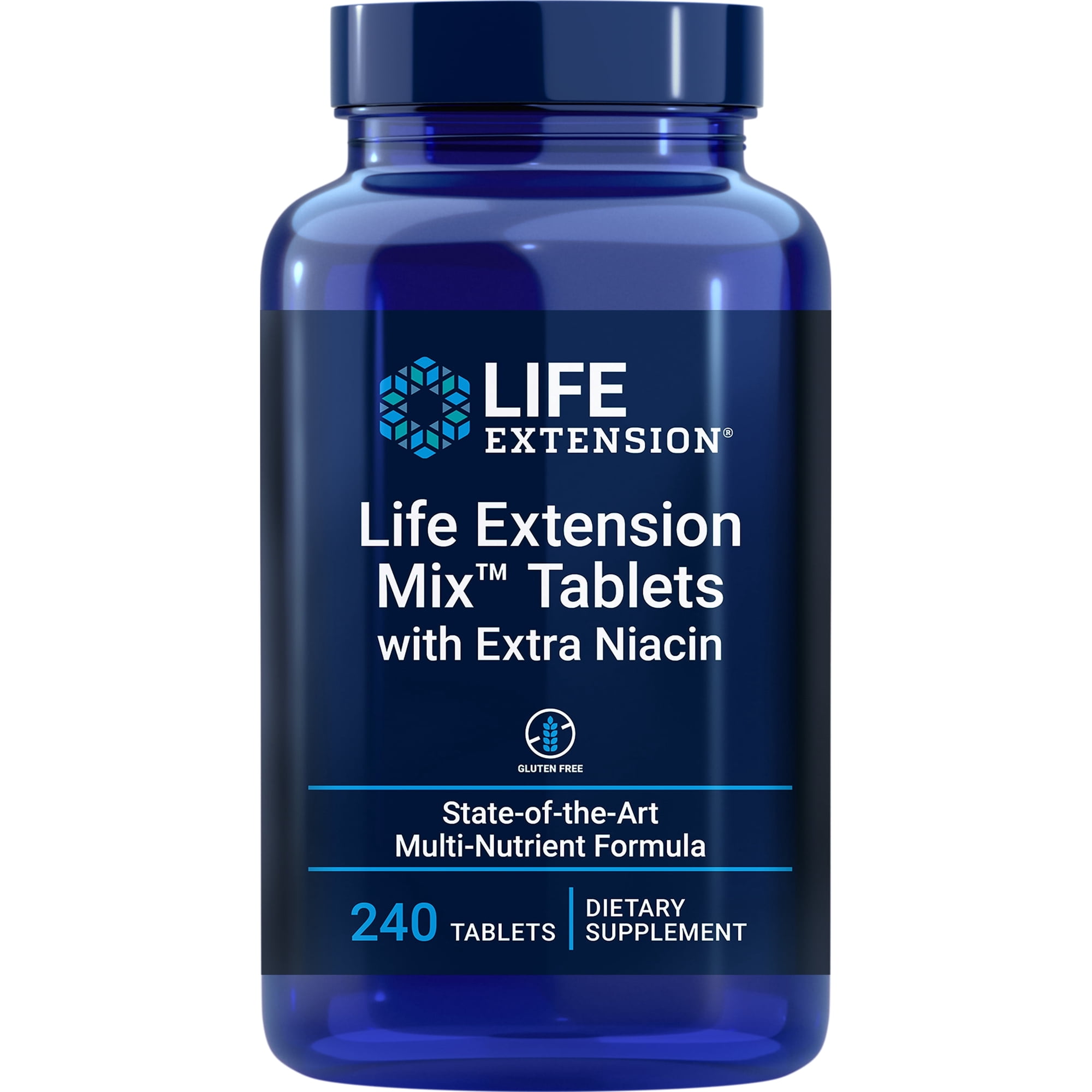 Life Extension Mix Tablets with Extra Niacin – Vitamin, Mineral, Fruit and Vegetable Supplement - Complete Daily Veggies Blend for Whole-Body Health - Gluten-Free - 240 Tablets