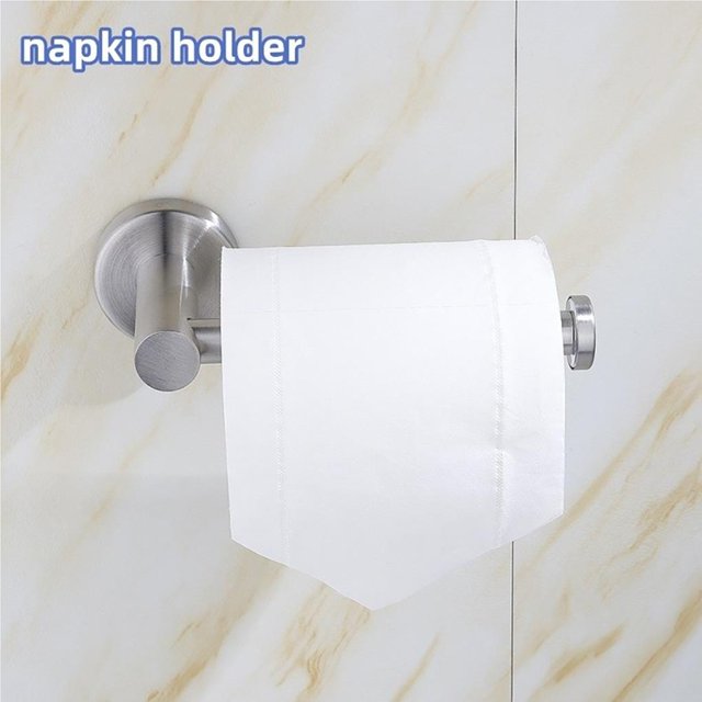 Household 304 Stainless Steel Black Silver Towel Rack Durable Paper Towel Rack Set Bathroom