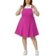 thumbnail image 2 of Vestido de mezclilla para mujeres de tallas grandes Agnes Orinda para el Día de la Madre, overoles, faldas con tirantes ajustables, 3X rosa intenso, 2 of 6