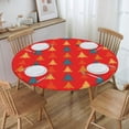 thumbnail image 3 of Round Fitted Tablecloth with Elastic Colorful Christmas Trees Vintage red Fitted Table Covers for Round Tables Waterproof Reusable Vinyl Table Cloth for Indoor and Outdoor 45"-56" ,24ju26caA14, 3 of 7