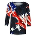 thumbnail image 3 of ZVAVZ Women's 4th of July Tops Casual 3/4 Sleeve Blouses Independence Day Printing Shirts Patriotic Star Striped Pullover, 3 of 4