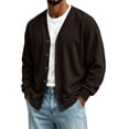 thumbnail image 2 of Men V Neck Button Cardigan Sweater Long Sleeve Open Front Casual Knit Cardigan with Pockets, 2 of 6