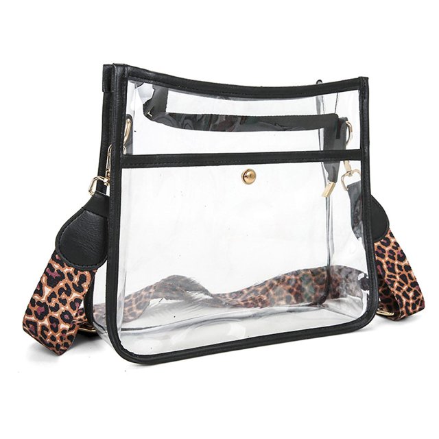 Bolso de hombro transparente con correa de leopardo bolso transparente cruzado para la escuela