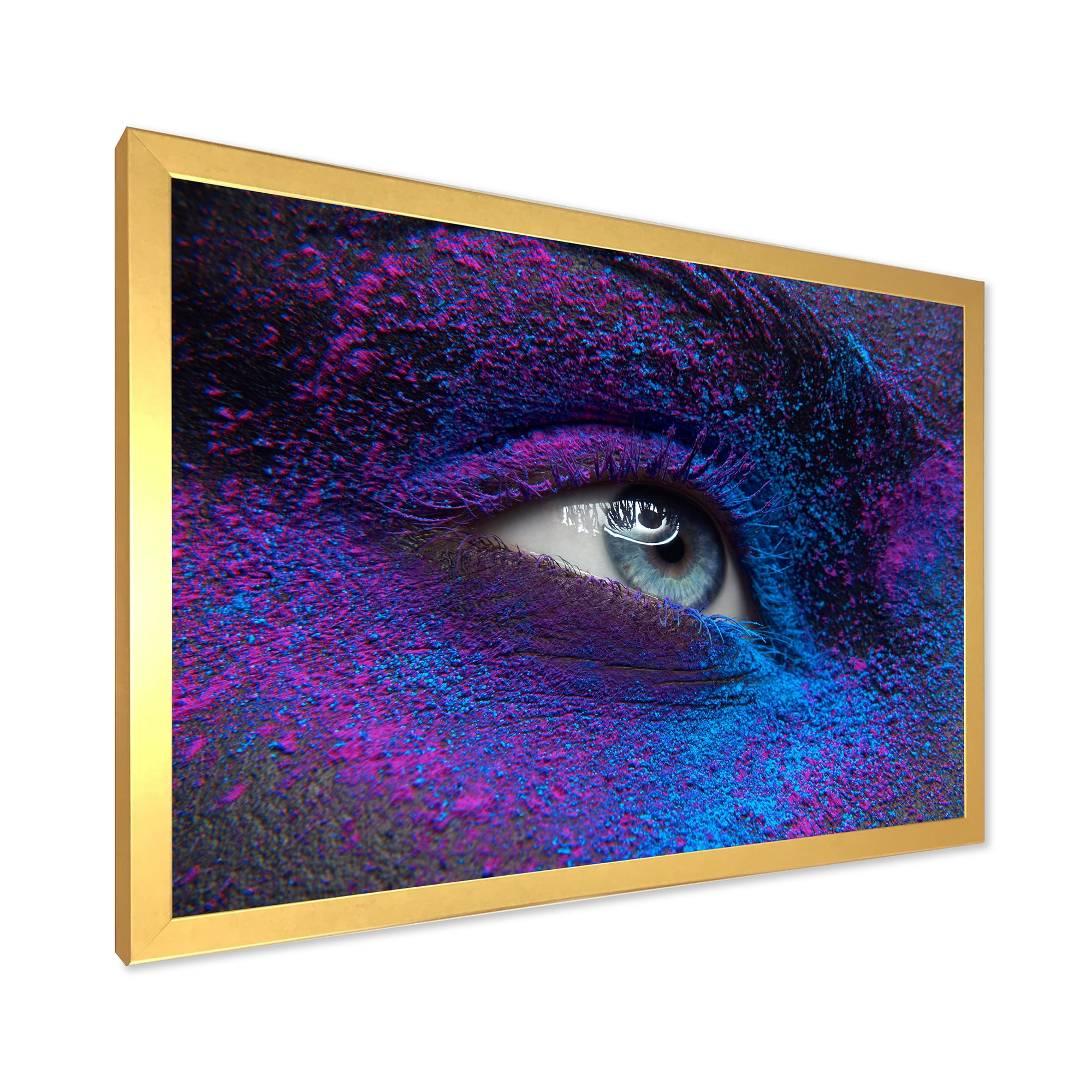 Designart 'Woman Eye With Dry Paint Dust Pigment On Face' Modern Framed Art Print