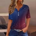 thumbnail image 2 of Women's 250th Anniversary USA Shirt V-Neck Button Patriotic Star Print Short Sleeve T-Shirts Independence Day Top, 2 of 4