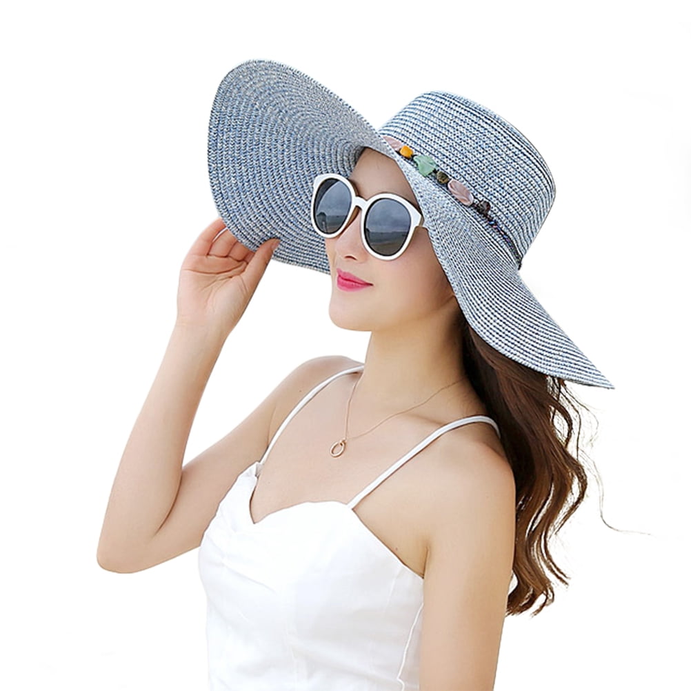 navy blue wide brim floppy hat