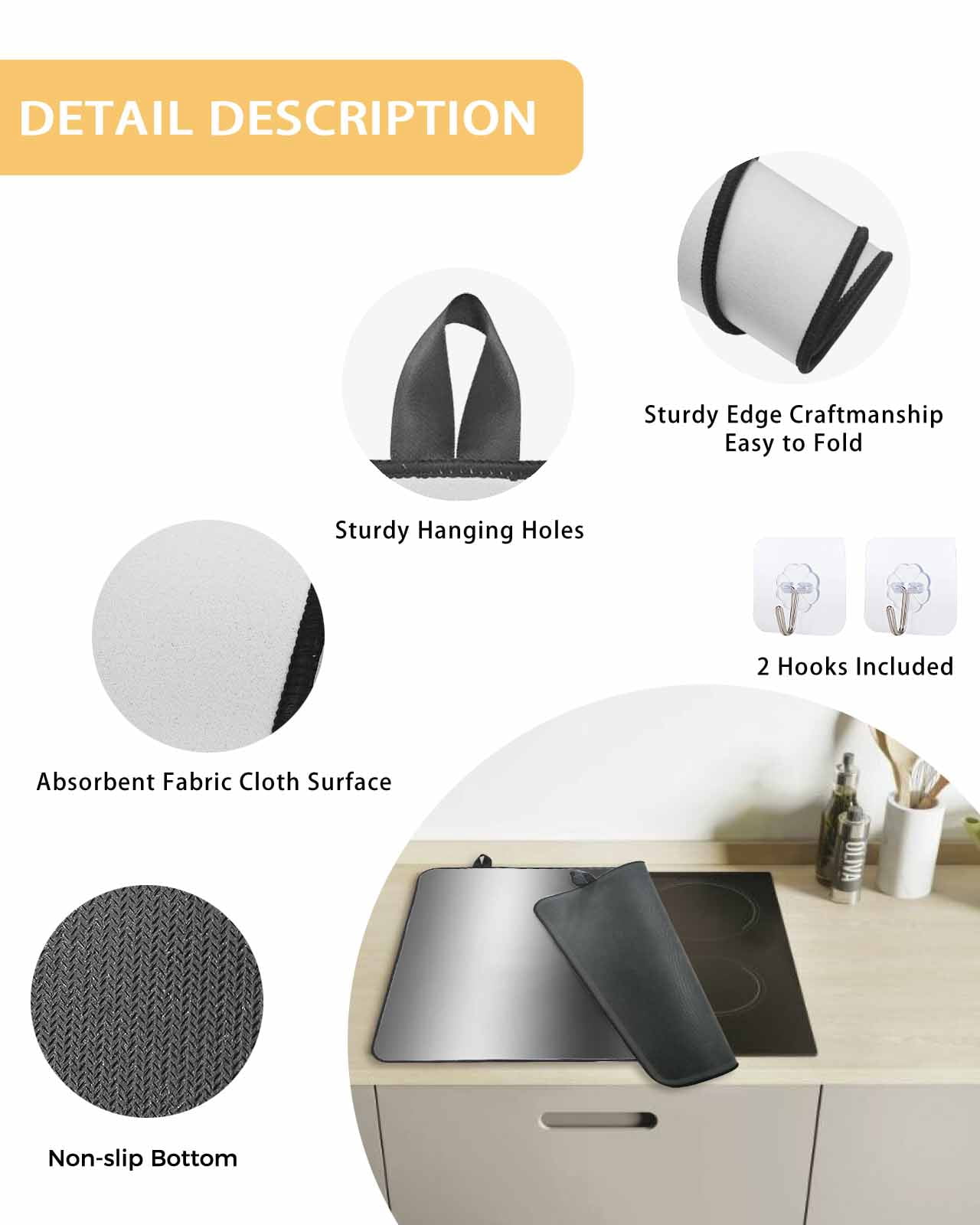 nqOlkjepod Large Induction Cooktop Protector Mat 24"x21", Gray White Stove Top Covers for Electric Stove, Modern Gradient Geometric Decorative Stove Burner Cover Mats, Glass Top Stove Cover