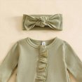 thumbnail image 4 of NOLDARES Newborn Baby Girls Smocked Romper Preemie Long Sleeve Jumpsuit Going Home Outfit with Bow Headband,A1130-Light Green, 4 of 5