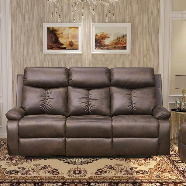 Vanity Art Brown Microfiber 3 Seat, Microfiber Reclining Sofa And Loveseat Sets