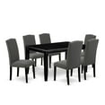 thumbnail image 2 of East West Furniture Dudley 7-piece Wood Dining Set in Black/Dark Gotham Gray, 2 of 6