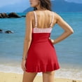 thumbnail image 6 of Lutiedan Women One-Piece Swimsuits Striped Adjustable Shoulder Straps Flowy Bathing Suits V Neck Ruffle Skirt Swim Dress, 6 of 7