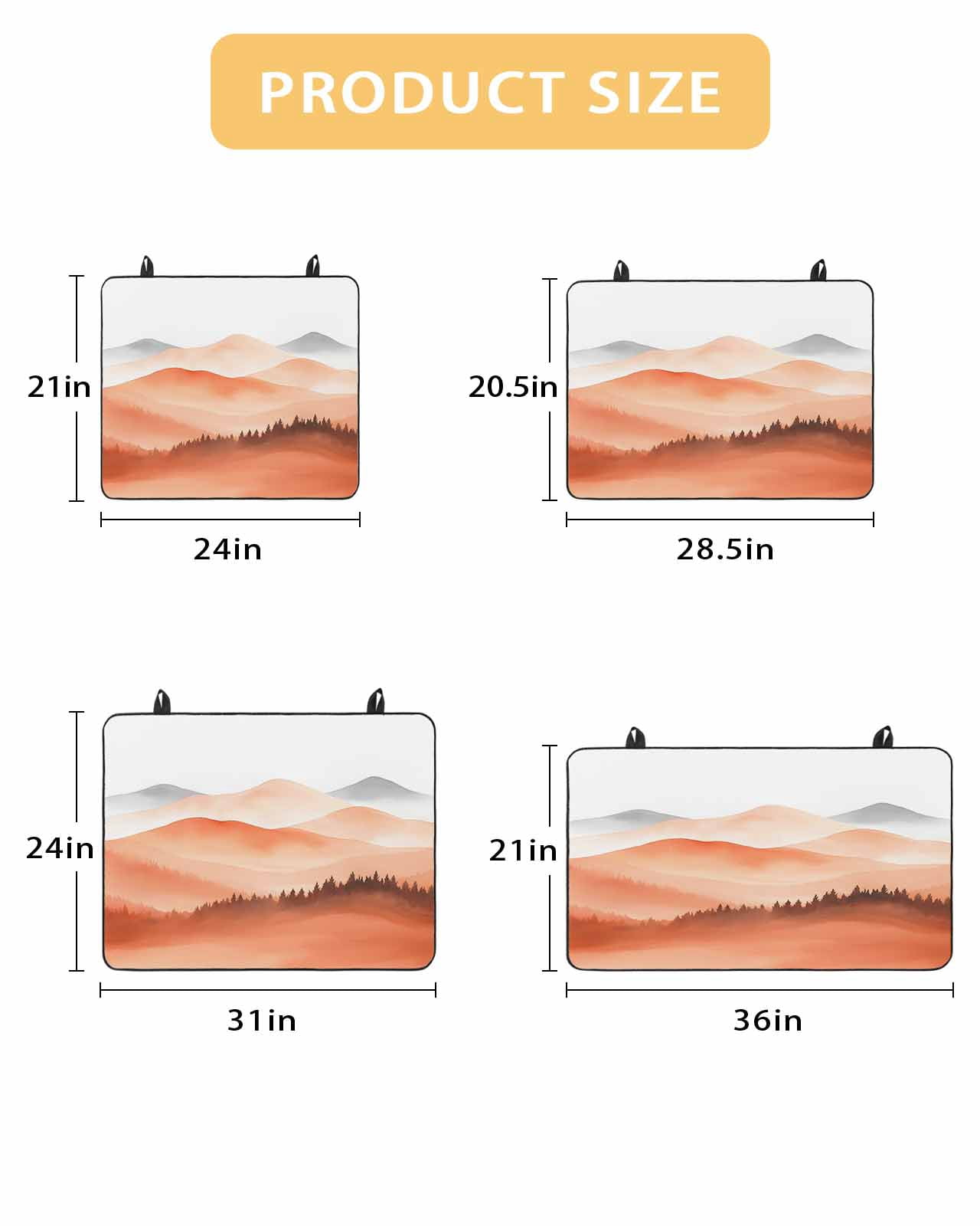 nqOlkjepod Large Induction Cooktop Protector Mat 24"x21", Orange Grey Mountains Stove Top Covers for Electric Stove, Modern Geometric Forest Trees Stove Burner Cover Mats, Glass Top Stove Cover