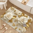 thumbnail image 3 of 1pc Paper Flowers with Gold Absorbent Non-Slip Bathroom Thickened Flannel Rug Decor,Soft,Quick Drying,Suitable For Indoor/outdoor Use,Bathrooms,Bedrooms,Kitchens,Terrace,Laundry Rooms,16"x24", 3 of 9