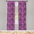 thumbnail image 4 of Ambesonne Hawaiian Window Curtains, Jungle Hibiscus Ornaments, Each 28" W x 84" L, Purple Multicolor, 4 of 4