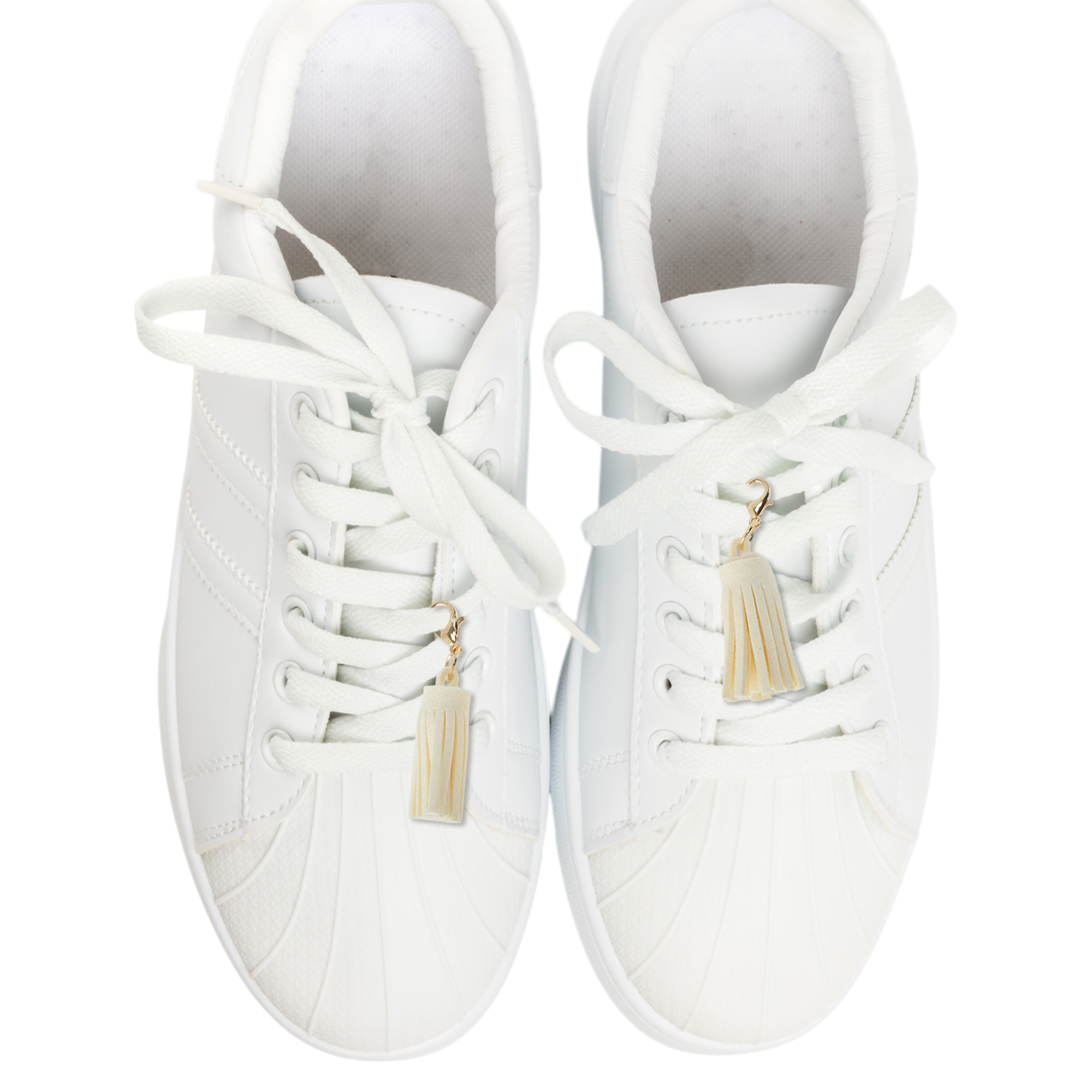 Unique Bargains Stylish Tassels Shoelace Charms for Footwear Customization Beige