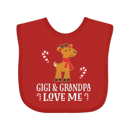 

Inktastic Gigi and Grandpa Love Me Christmas Grandchild Boys or Girls Baby Bib
