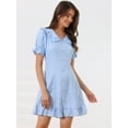 thumbnail image 2 of DARING DIVA Gingham Print Ruffled Doll Collar Puff Sleeve Mini Dress XL Light Blue, 2 of 6