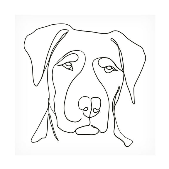Canvas Wall Art - Cora Niele 'Dog Line Drawing' Wall Art for Living Room, Bedroom, or Office Décor by Trademark Fine Art - 14 x 14 Inches