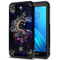 Moto E6 Case, Kaesar Slim Hybrid Dual Layer Shockproof Hard Cover Graphic Fashion Cute Colorful Silicone Skin Cover Armor Case for Moto E6 (Wiccan)