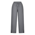 thumbnail image 5 of Posijego Womens Linen Pants Lightweight Casual Wide Leg Elastic Waist Lounge Pants for Women with Pockets, 5 of 6