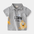 thumbnail image 4 of LYMAYTER Toddler Baby Boys Summer Lapel Cartoon T-Shirt Short Sleeves Button Cotton Shirt Pullover Casual Tee Shirt Tops for 1-6 Years Old, 4 of 11