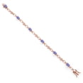 thumbnail image 2 of Gem Stone King 18K Rose Gold Plated Silver Blue Tanzanite and Round White Lab Grown Diamond Tennis Bracelet for Women (2.74 Cttw, Gemstone Birthstone, Oval 6X4MM, 7.25 inches), 2 of 4