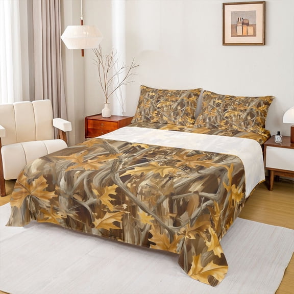 Castle Fairy Female Men Adults Tree Leaves Twin Sheet Sets,Botanical Branches Bedding