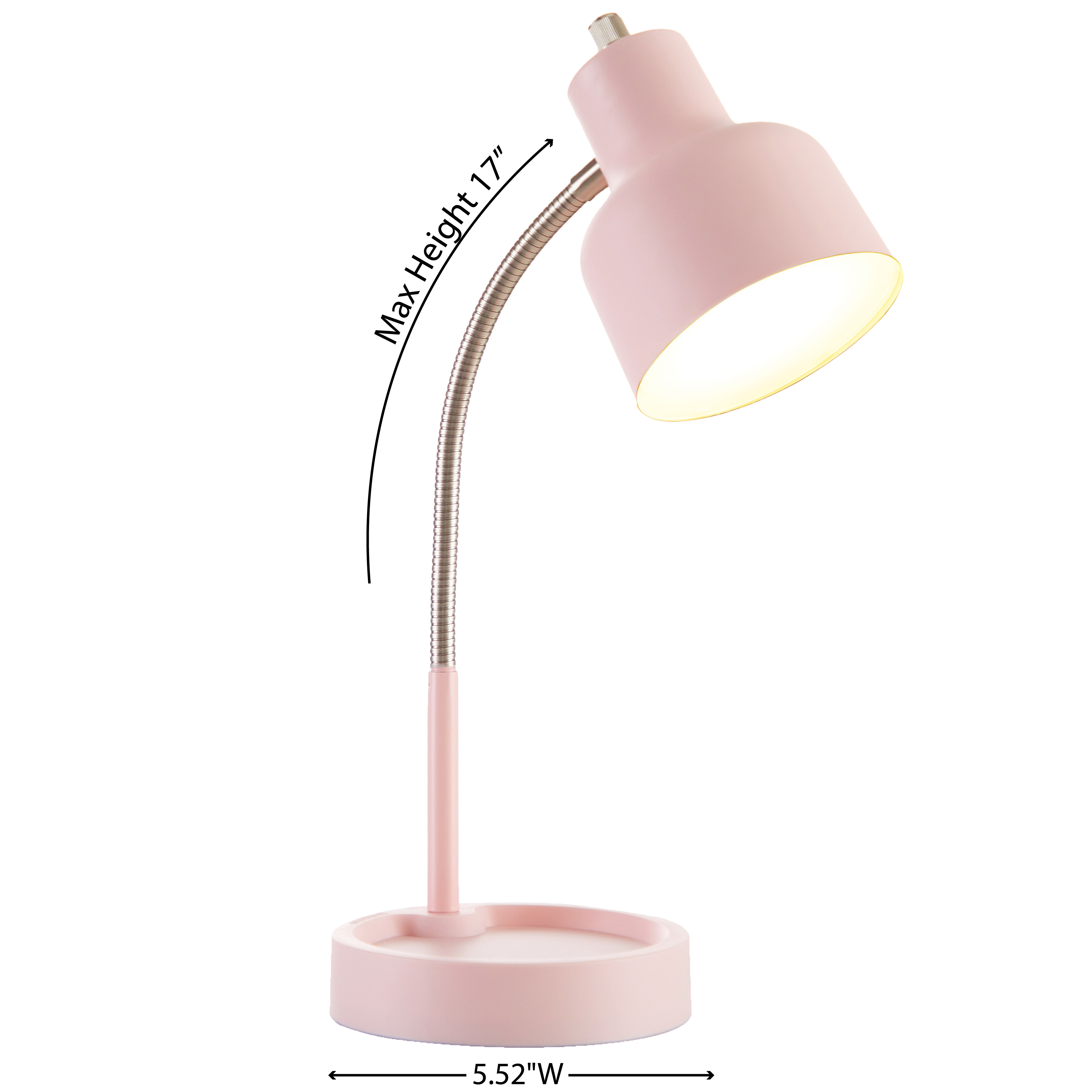Mainstays LED Desk Lamp with Catch-All Base & AC Outlet, Matte Blush Pink - image 3 of 10