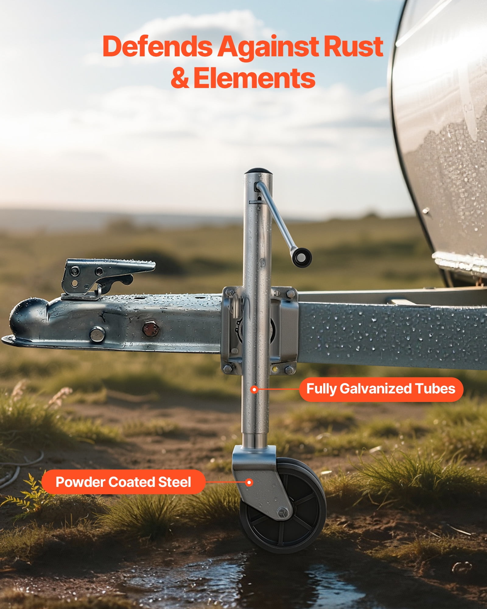 VEVOR Trailer Jack with Wheel, 2000 lbs Load Capacity, Heavy Duty Swivel Boat Trailer Jack with PP Dual Wheel & Ergonomic Handle, 15-27 Inch Lift Range, Fit for RVs, Boats and Utility Trailers