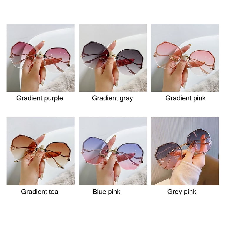 2021 Fashion Metal Curved Temples Frameless Eyewear Vintage  display picture 2