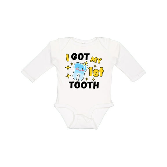 Inktastic I Got My 1st Tooth with Cute Tooth Baby Boys or Girls Long Sleeve Baby Bodysuit