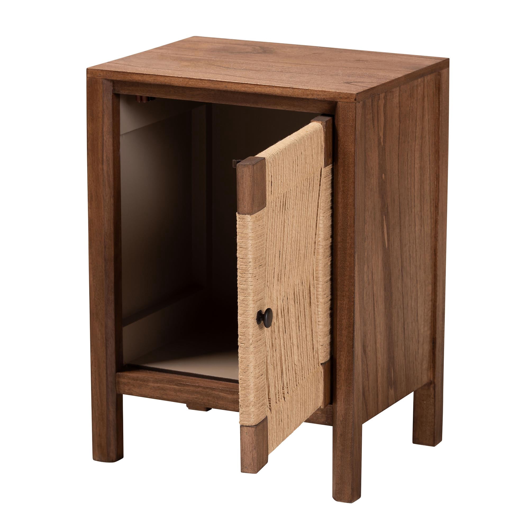 bali & pari Holitz Bayur Wood BOHO Nightstand, 1-Door, Walnut Brown