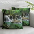 thumbnail image 3 of BCIIG Waterfall Forest People Graphic Decorative Cushion Throw Pillow Cover for Home Couch Living Room Sofa Short Plush Zipper Closure Home Furnishing 18x18in, 3 of 5