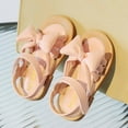 thumbnail image 2 of Juebong Sandals for Baby Girls Clearance Kids Girls Strappy Sandal Open Toe Summer PU leather Sandal Slip On Princess Flat Sandals Flower Shoes for Kids Size 0-12 Years, 2 of 5