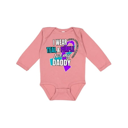 

Inktastic Suicide Prevention I Wear Teal and Purple for My Daddy Gift Baby Boy or Baby Girl Long Sleeve Bodysuit