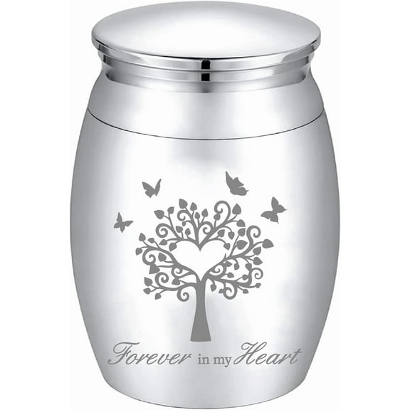 Small Keepsake Urn Mini Cremation Urns Tree of Life Butterfly Ashes Holder Miniature Burial Funeral Container Jar Engraving Stainless Steel