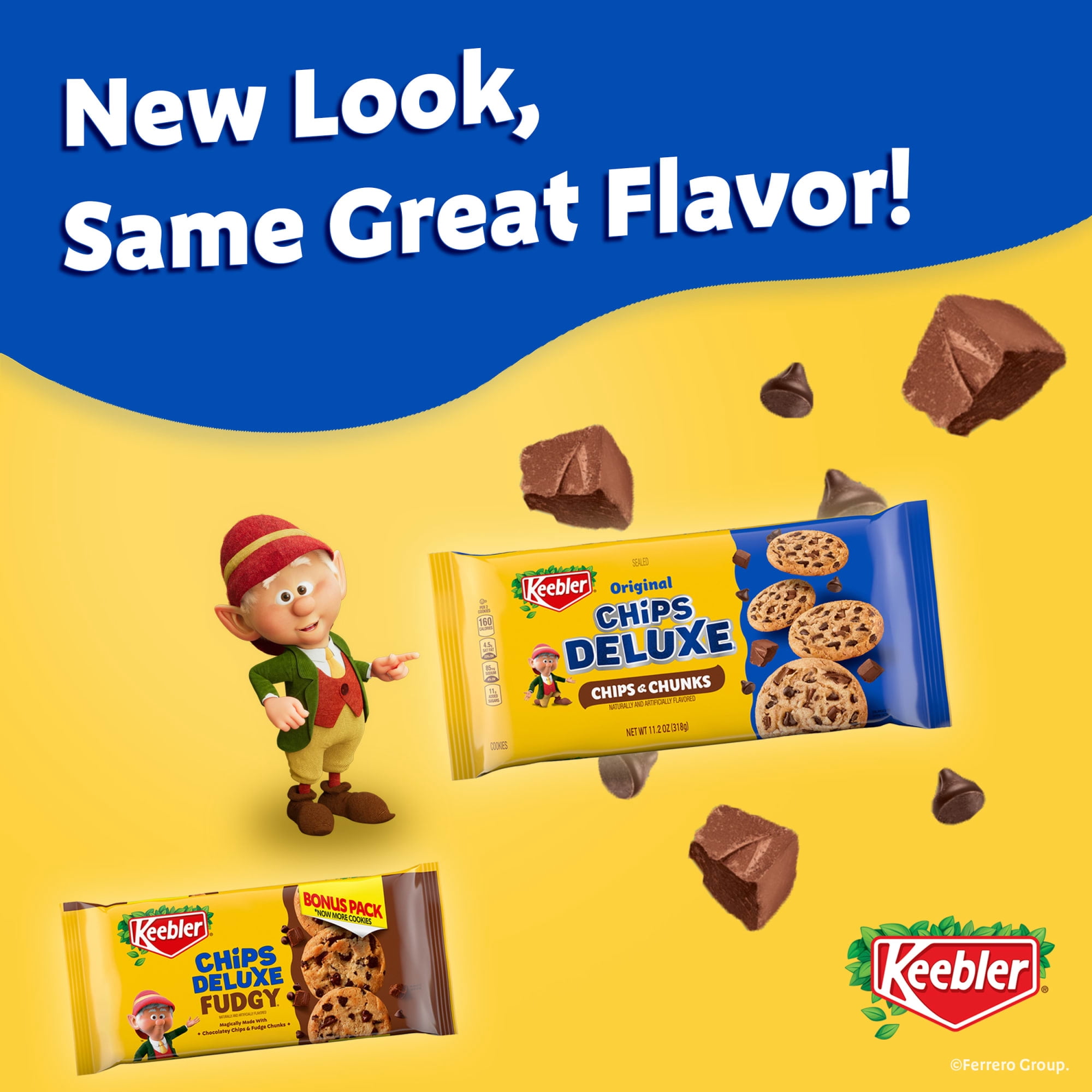 (4 pack) Keebler Chips Deluxe, Chips & Chunks Cookies, Chocolate Chip Cookies, 11.2 oz