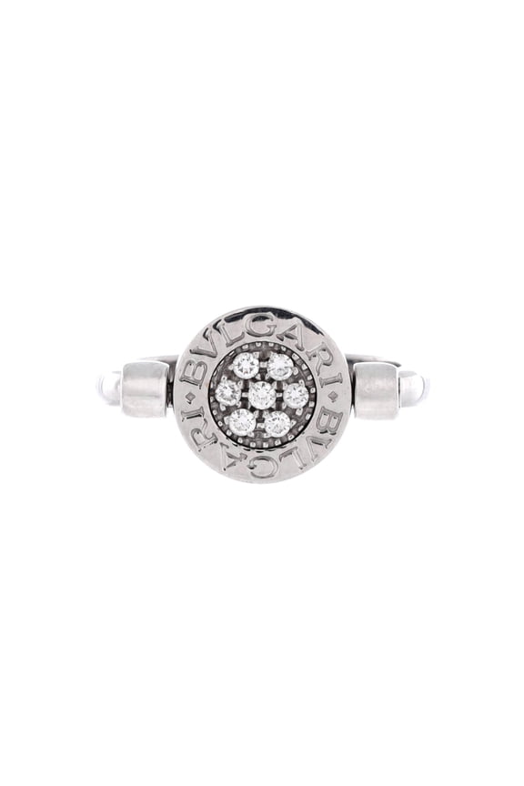 Pre-Owned Bvlgari Bvlgari Flip Ring 18K White Gold with Diamonds and Onyx By Rebag