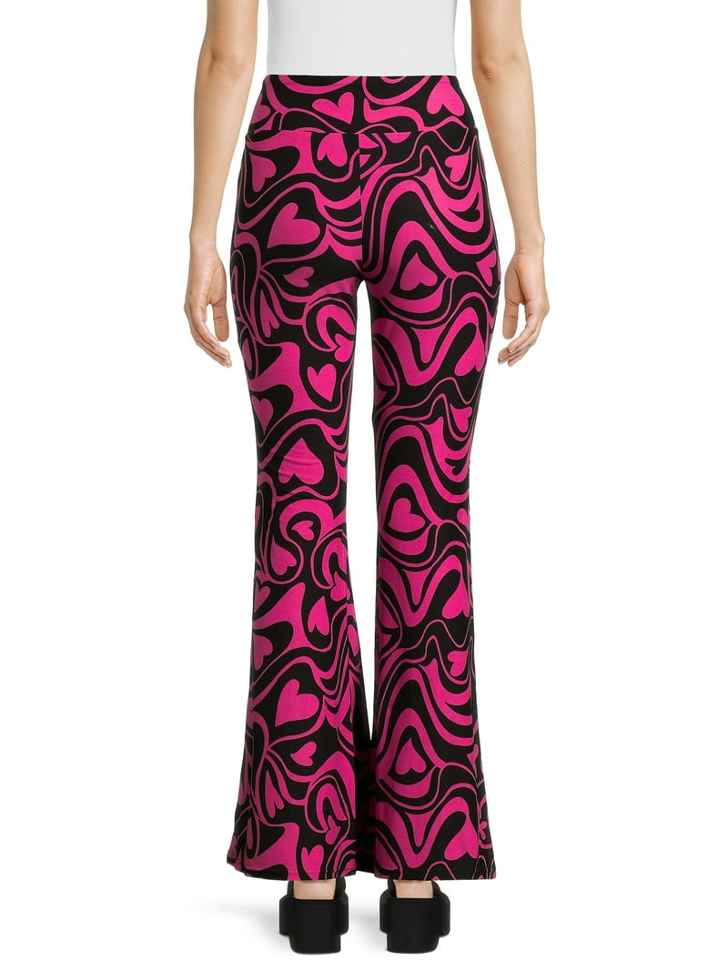 No Boundaries Juniors Print Flare Pants, 32 Inseam, XS-XXXL