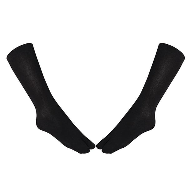 1 par de calcetines deportivos de verano con dos dedos, estilo chanclas Tabi, de algodón, para mujer Negro