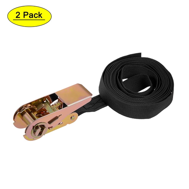 Correa de sujeción de trinquete Uxcell 4Mx25mm 250Kg, Negra, 2 Paquete