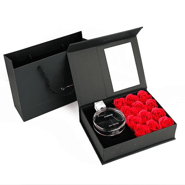 Jewelry Gift Box with Lids, Necklace Gift Box for Women, Romantic Valentines Preserved Roses Packaging Box