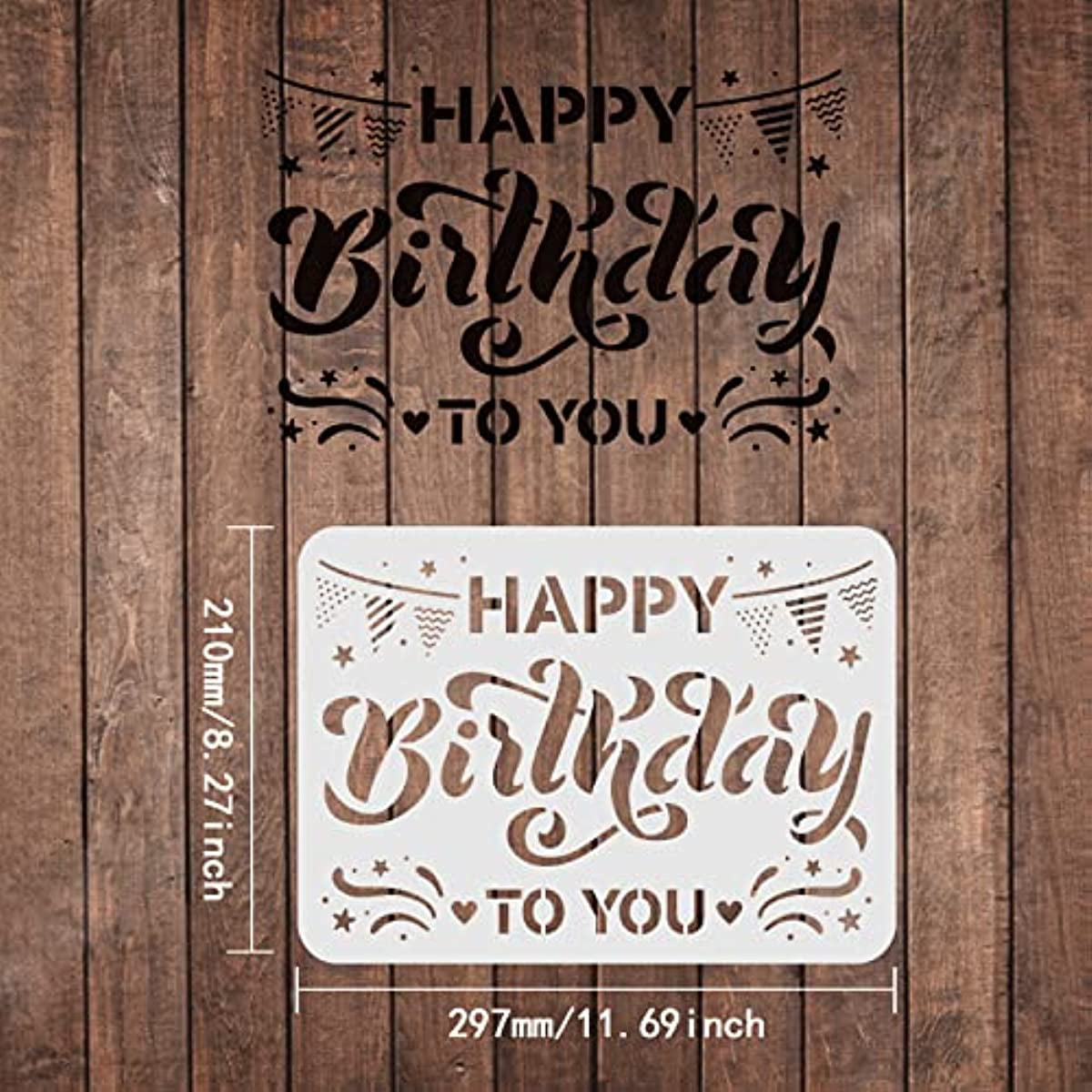 Happy Birthday Stencil Paint Cards Journaling Reusable Crafts Art QU63 
