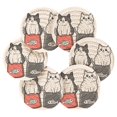 thumbnail image 7 of Yayeee 6 PCS Drink Coasters with Holder Set Woven Absorbent Round Tabletop Hot Pad, Black Chubby Cat, 7 of 7