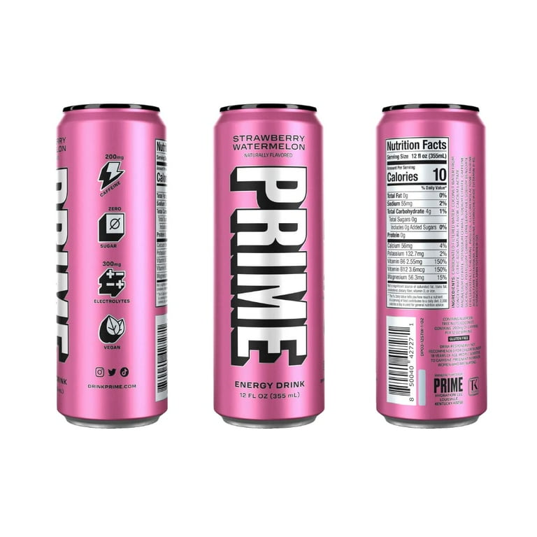 Prime Energy Drink - 5 Flavors, 200mg Caffeine, No Sugar, 300mg