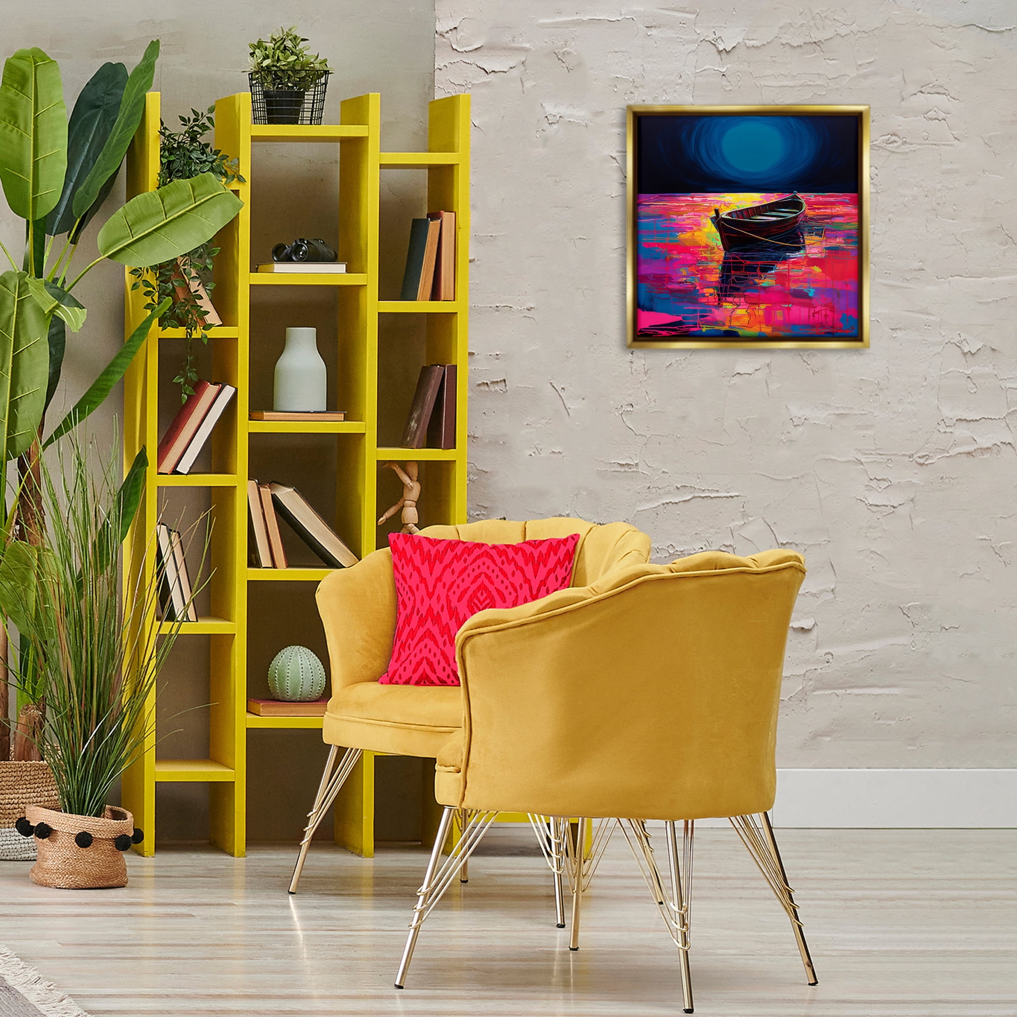 Stupell Industries Ethereal Cruiser Boat Transportation Painting Gold Floater Framed Canvas Art Print Wall Art, 18 x 18