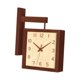 thumbnail image 3 of Reloj de doble cara, reloj cuadrado de madera, fácil de instalar, moderno, decorativo para esquinas. Marrón, 3 of 9